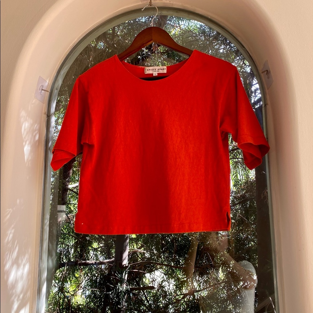Orange Red Apiece Apart short sleeved shirt